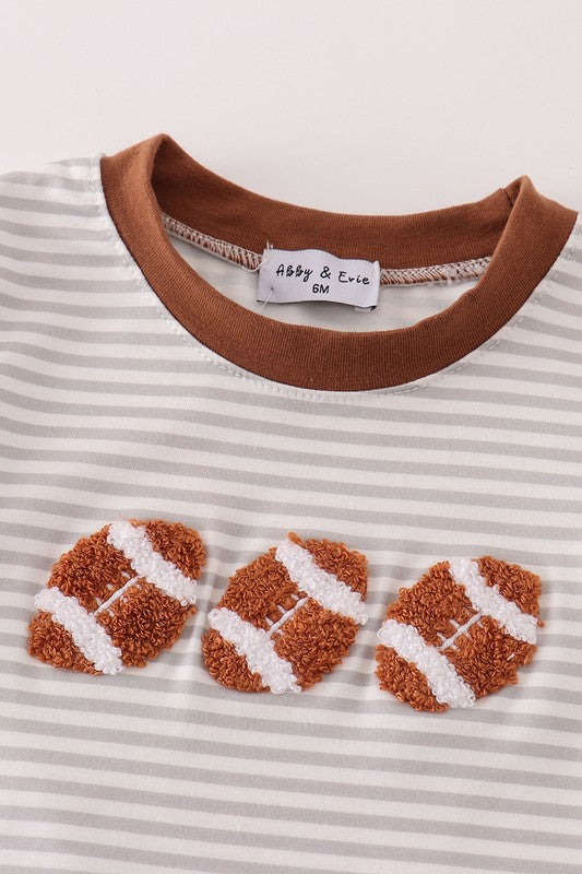 Brown Football Stripe Romper