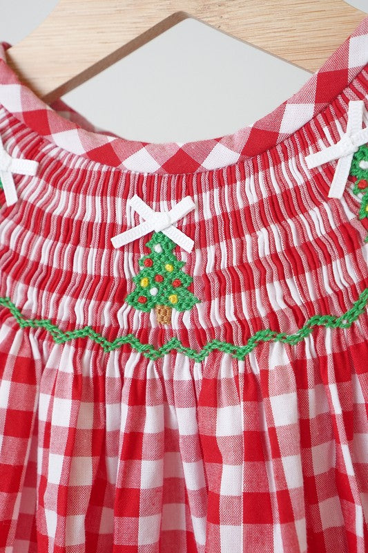 Gingham Smocked Christmas Romper