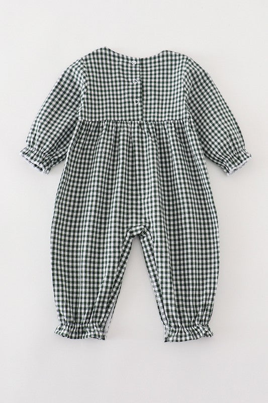 Green Gingham Romper