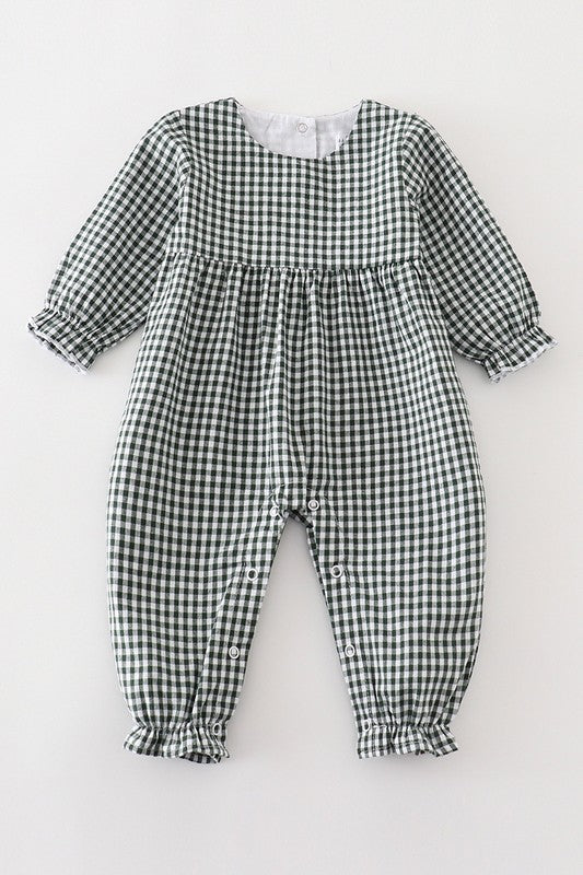 Green Gingham Romper