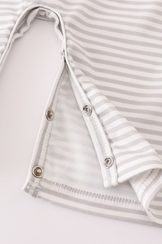 Brown Football Stripe Romper