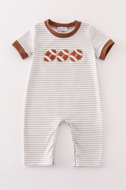 Brown Football Stripe Romper