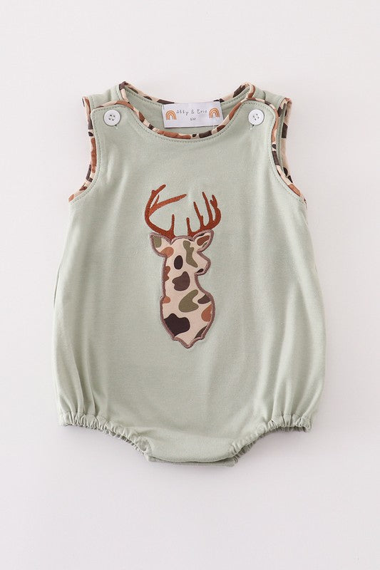 Camouflage Deer Applique Bubble Romper