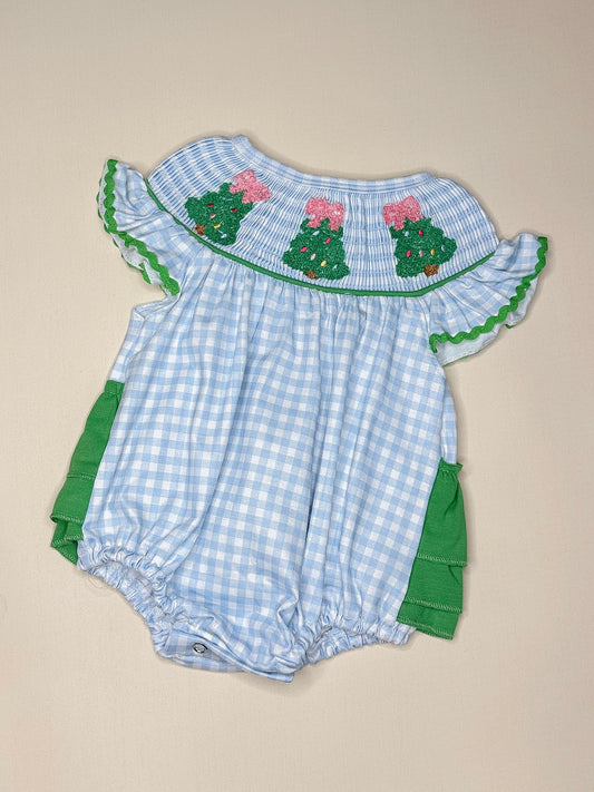 Blue Christmas Bubble Romper